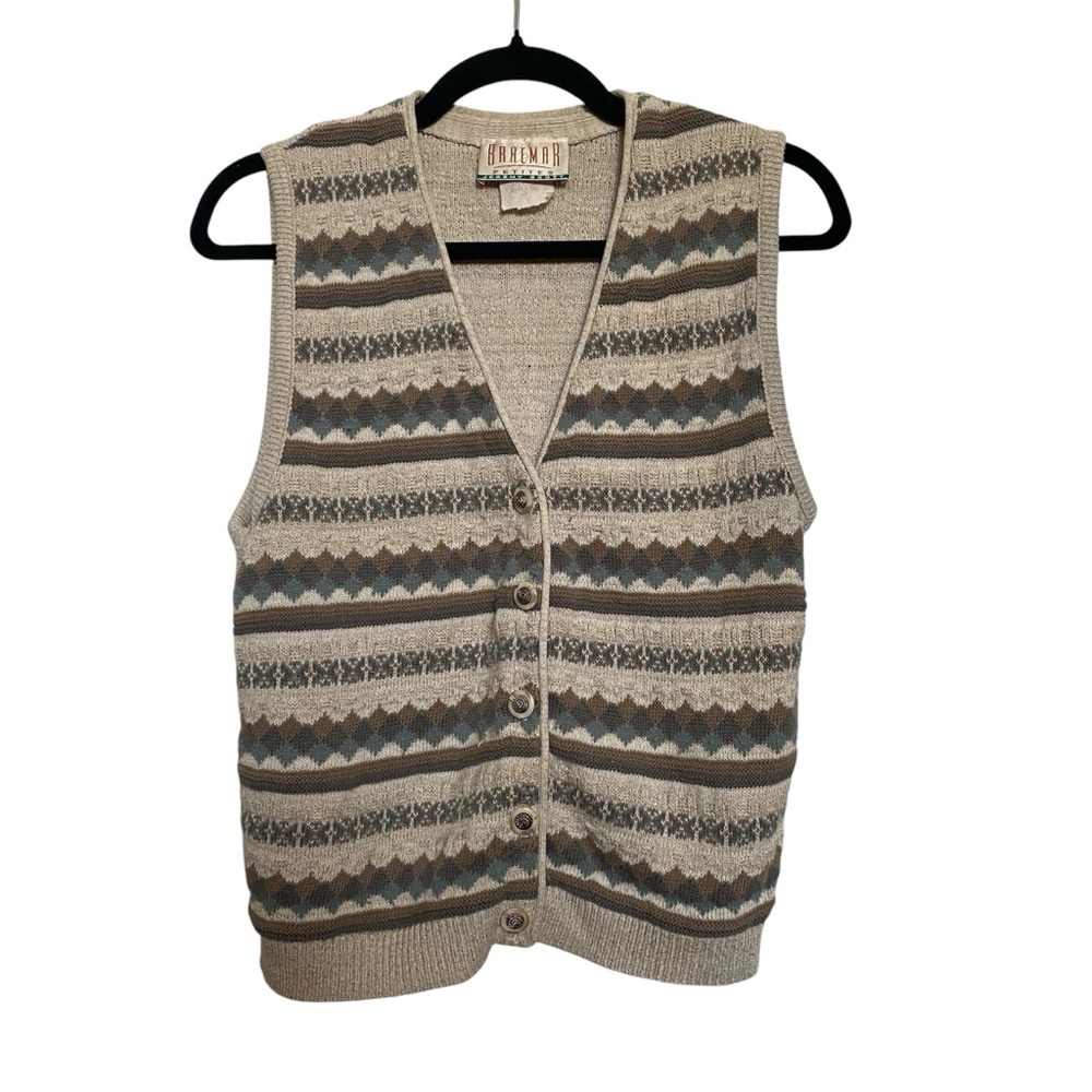 Vintage Braemar Petites by Jeremy Scott Knit Button-Up Vest